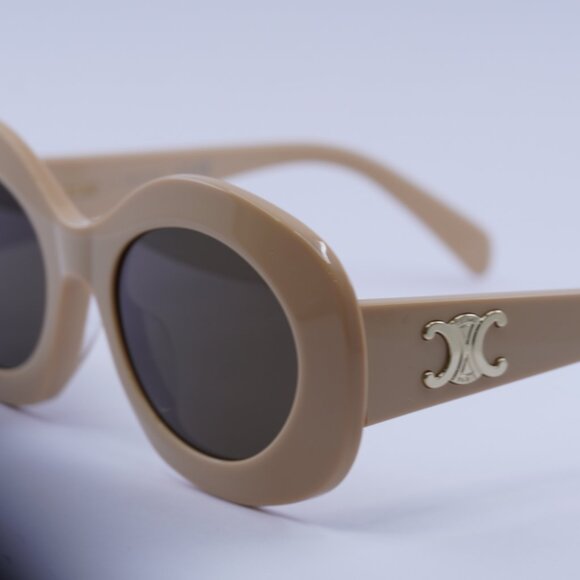 Celine CL40292U 57E Sunglasses Beige Oval Frame, Brown Lenses - Picture 4 of 10